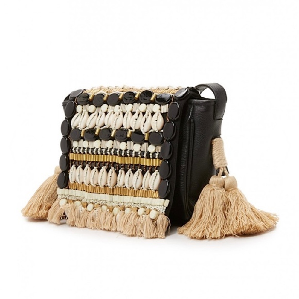 NEW Antik Batik Paris Hay leather seashell/bead embellished shoulder bag/clutch